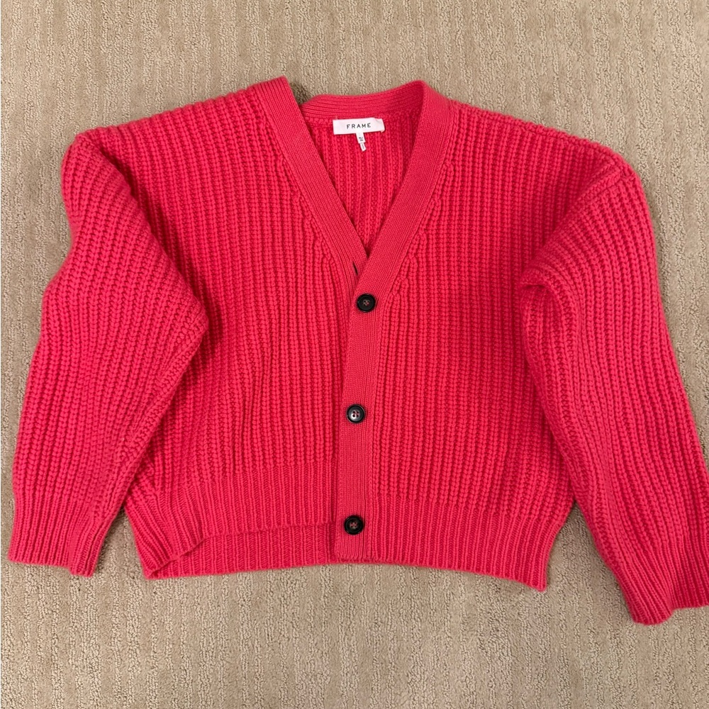 Frame Denim Vibrant PinkCardigan Sweater